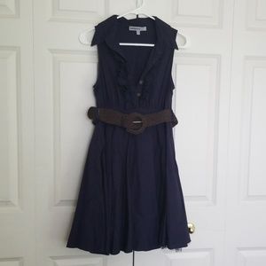 Bailey Blue | Navy fit & flare dress with belt